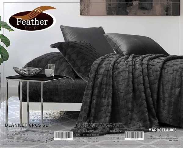 Marrcela03-مفرش مارسيلا مضغوط شتوي فرو ناعم من الجهتين مقاس لشخص 4 قطع