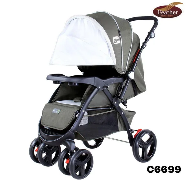 عربة أطفال من ماركة فذر مصنوعة من الفولاذ الحلزوني قابل للطي وأمن للطفل-C6699