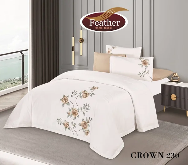 تلبيس لحاف كراون لشخصين بدون حشو من فذر مصنوع من القطن الناعم أرقى الخامات القطنية 6 قطع-crown -230 thumbnail 1
