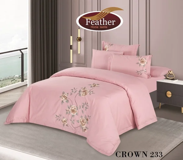 تلبيس لحاف كراون لشخصين بدون حشو من فذر مصنوع من القطن الناعم أرقى الخامات القطنية 6 قطع-crown -233 thumbnail 1