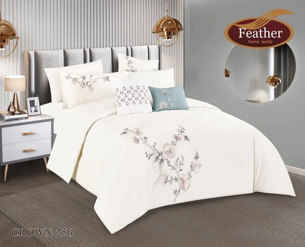 Crown duvet cover set for two people, without filling, by Feather, made from soft cotton, the finest cotton materials, 6 pieces - Crown 256