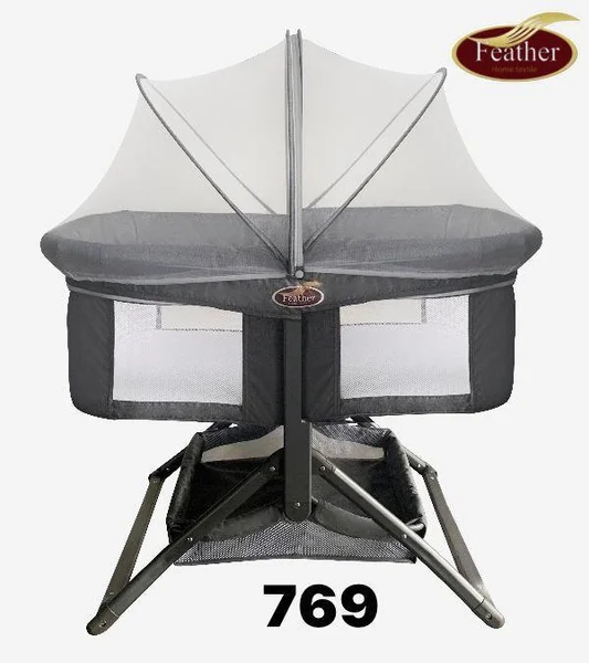 سرير بيبي مع ناموسية شفافة قابل للطي لحديثي الولادة تصميم وحرفية -769