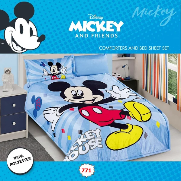 Original Disney Winter Children's Quilt with Unique Cartoon Characters, Warm and Soft, 4-Piece Set - 801004 771
