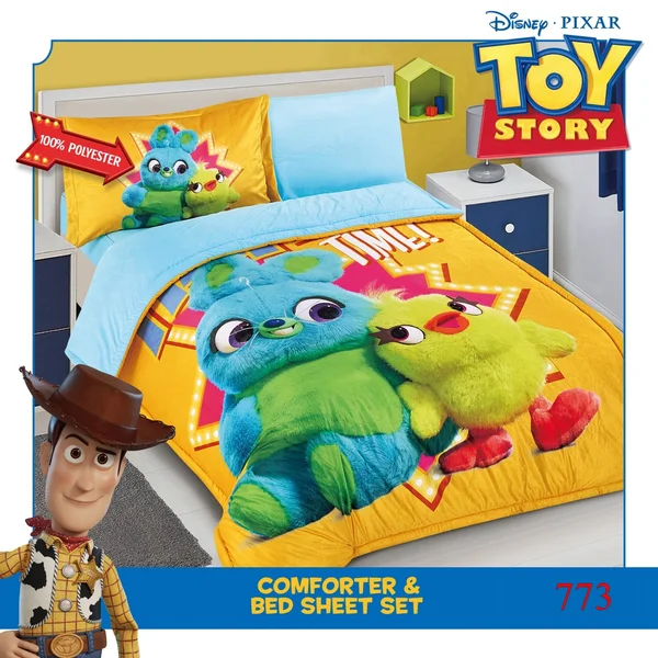 Original Disney Winter Children's Quilt with Unique Cartoon Characters, Warm and Soft, 4-Piece Set - 773 D-773-801004