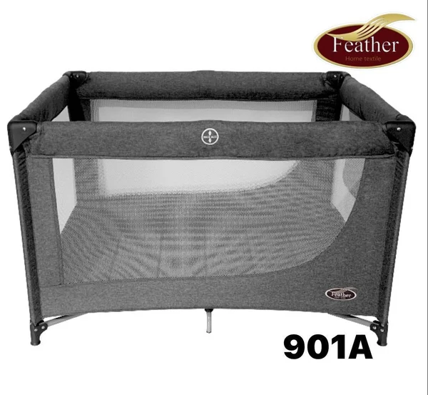 سرير وحباسة أطفال من ماركة فذر مقاس 78*70*100مع مرتبة قابل للطي وسهل التنقل-901