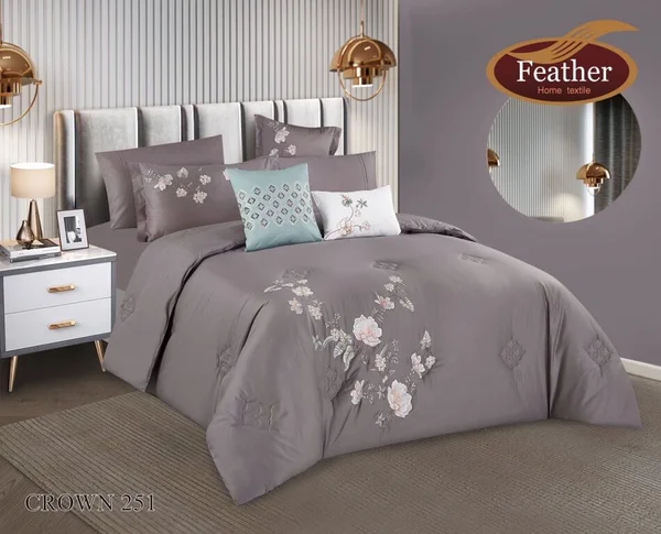 Crown duvet cover set for two people, without filling, by Feather, made from soft cotton, the finest cotton materials, 6 pieces - Crown 251