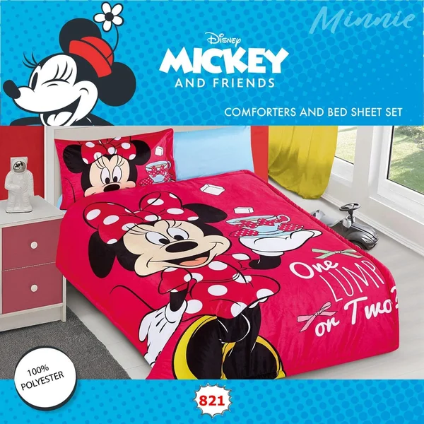 Original Disney Winter Children's Quilt with Unique Cartoon Characters, Warm and Soft, 4-Piece Set - 821D-821-801004