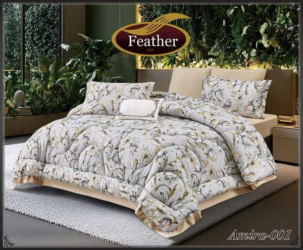 Amira Double Quilt Set, 7 Pieces, Hotel Quality, 100% Cotton, Amira-01