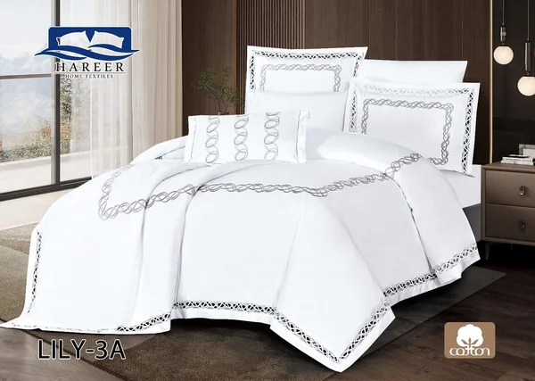 تلبيس لحاف ليلي الراقي يتكون من ٣٠٠ خيط من القطن الصافي 7 قطع – سوبر كينج-LILY-3A