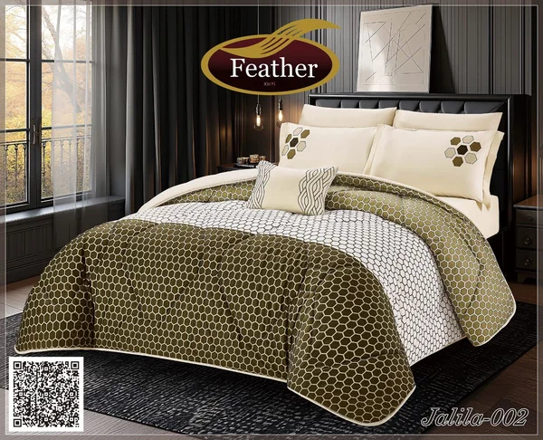 Jalila 100% Cotton Duvet Set | Feather Brand | Summer 6 Pieces - Jalila-002
