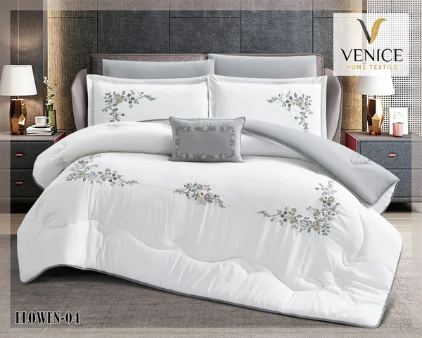 لحاف إيلوين مطرّز مايكرو فايبر فاخر – 7 قطع 🛏️ - ELOWEN 04