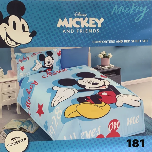 Original Disney Summer Children's Quilt with Unique Cartoon Characters, Soft Summer Fabric, 4-Piece Set - 181 thumbnail 1