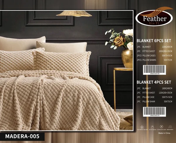 Madera Winter Fur Bedspread Set, 6 Pieces ✨ - MADERA 05