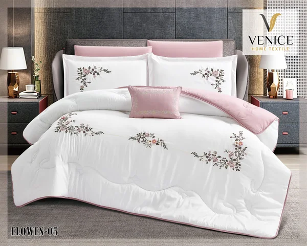 لحاف إيلوين مطرّز مايكرو فايبر فاخر – 7 قطع 🛏️ - ELOWEN 05