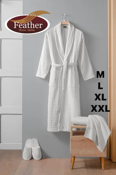 5-piece Turkish jacquard robe set, 100% cotton, available in various sizes.