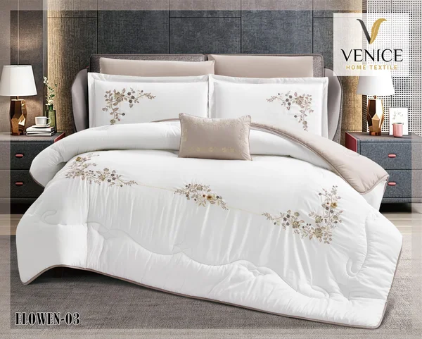 لحاف إيلوين مطرّز مايكرو فايبر فاخر – 7 قطع 🛏️ - ELOWEN 03