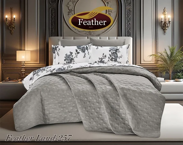 مفرش فذر لاند الفاخر دبل فيس منجد 4 قطع - Faether Land-257