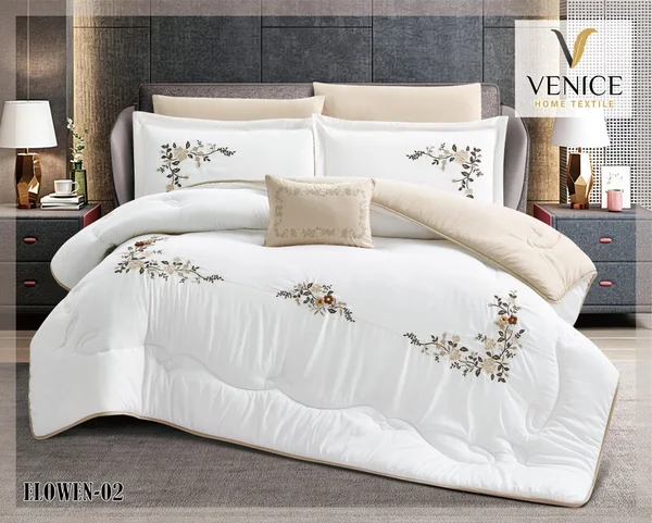لحاف إيلوين مطرّز مايكرو فايبر فاخر – 7 قطع 🛏️ - ELOWEN 02