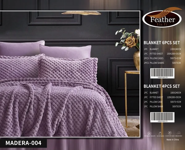 Madera Winter Fur Bedspread Set, 6 Pieces ✨ - MADERA 04