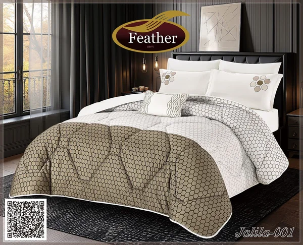 Jalila 100% Cotton Duvet Set | Feather Brand | Summer 6 Pieces - Jalila-001