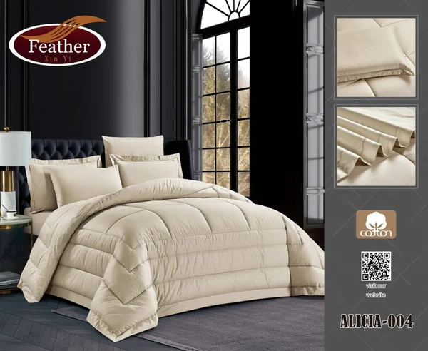 Alicia Plain 100% Cotton Duvet Set | Feather Brand | Summer 6 Pieces - ALICIA-004