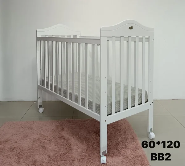Malaysian wooden baby crib, model number BB2, size 60*120, FEATHER brand