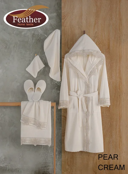 Turkish lace robe set, 7 pieces, cotton, FREE SIZE