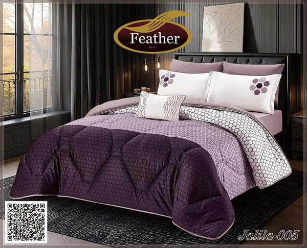 Jalila 100% Cotton Duvet Set | Feather Brand | Summer 6 Pieces - Jalila-005
