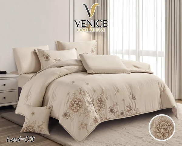 لحاف ليفي فينوس مطرّز من Venice – نفرين، 7 قطع ✨🤍 - Levi 03