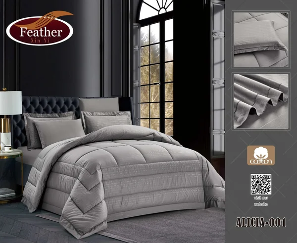 Alicia Plain 100% Cotton Duvet Set | Feather Brand | Summer 6 Pieces - ALICIA-001