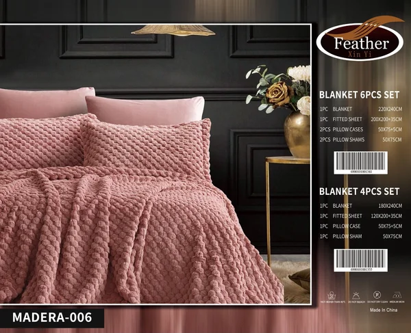 Madera Winter Fur Bedspread Set, 6 Pieces ✨ - MADERA 06