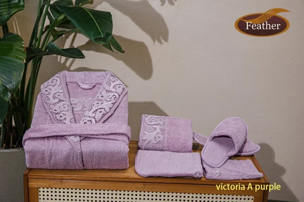 Victoria Lace + Embroidered 7-Piece Robe Set for Women, Size L