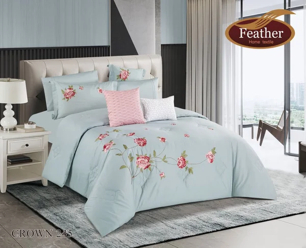 Crown Duvet Cover Set for Two People | 100% Cotton | 6 Pieces - crown-245