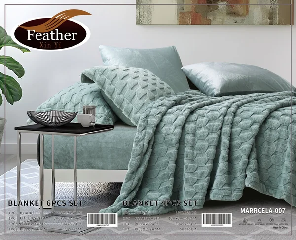 Marcela Winter Lightweight Faux Fur Bedspread (Double-Sided) - 4 Pieces | FEATHER ❄️ - MARRCELA 07