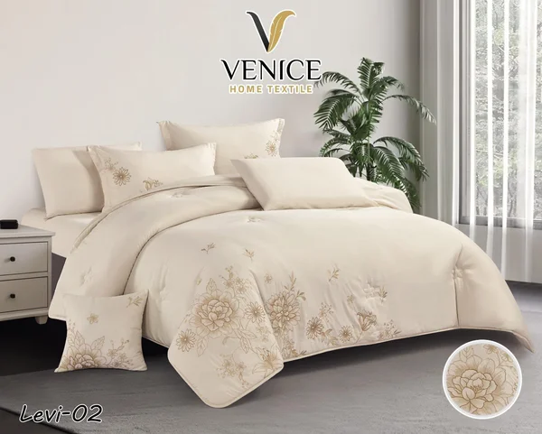 لحاف ليفي فينوس مطرّز من Venice – نفرين، 7 قطع ✨🤍 - Levi 02