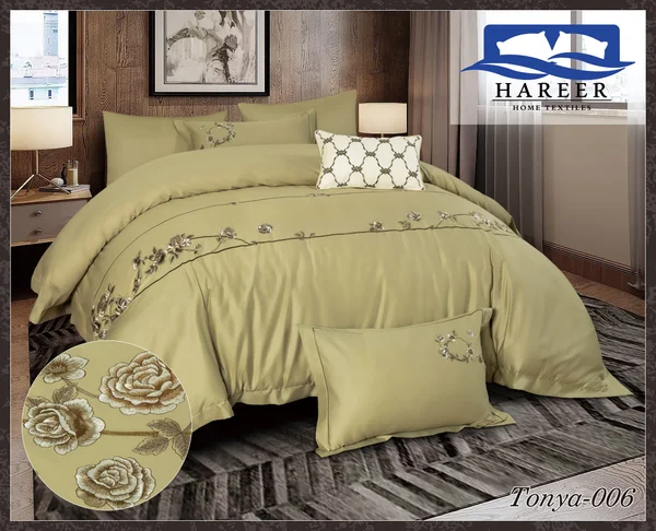 لحاف تونيا مطرز    نفرين 8 قطع   قطن100%  فاخر - Tonya-0
