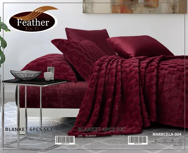 Marcela Winter Lightweight Faux Fur Bedspread (Double-Sided) – 6 Pieces | FEATHER ❄️ - MARRCELA 04
