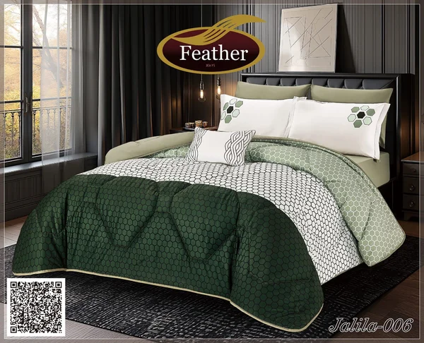 Jalila 100% Cotton Duvet Set | Feather Brand | Summer 6 Pieces - Jalila-006