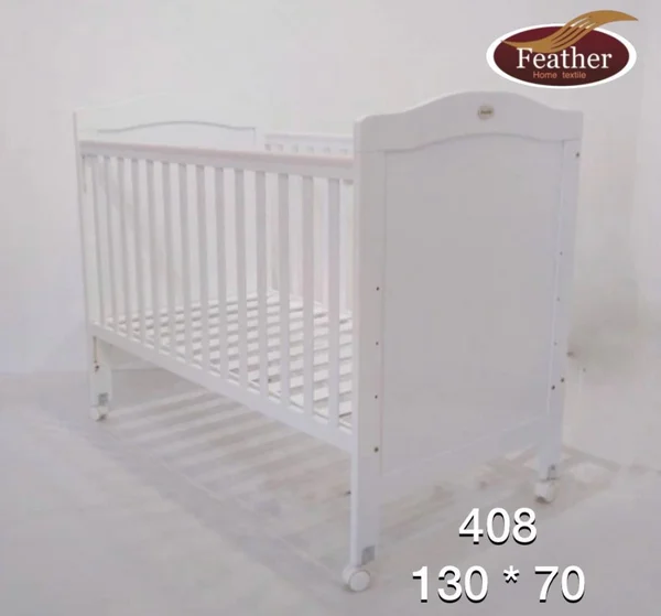 Malaysian wooden baby crib, model number 408, size 70*130, FEATHER brand