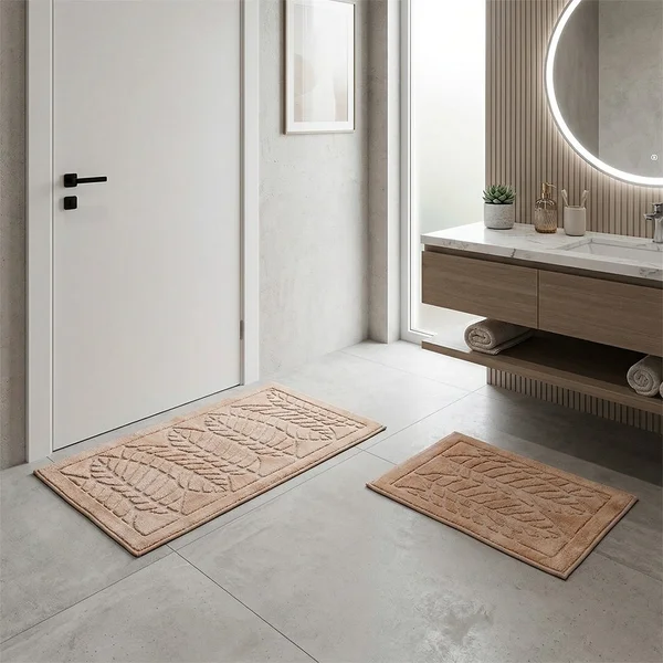 أرضية حمام قطن تركي قطعتين (BEIGE)
