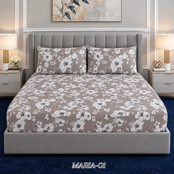 Floral patterned bed sheet with elastic edges, size 2